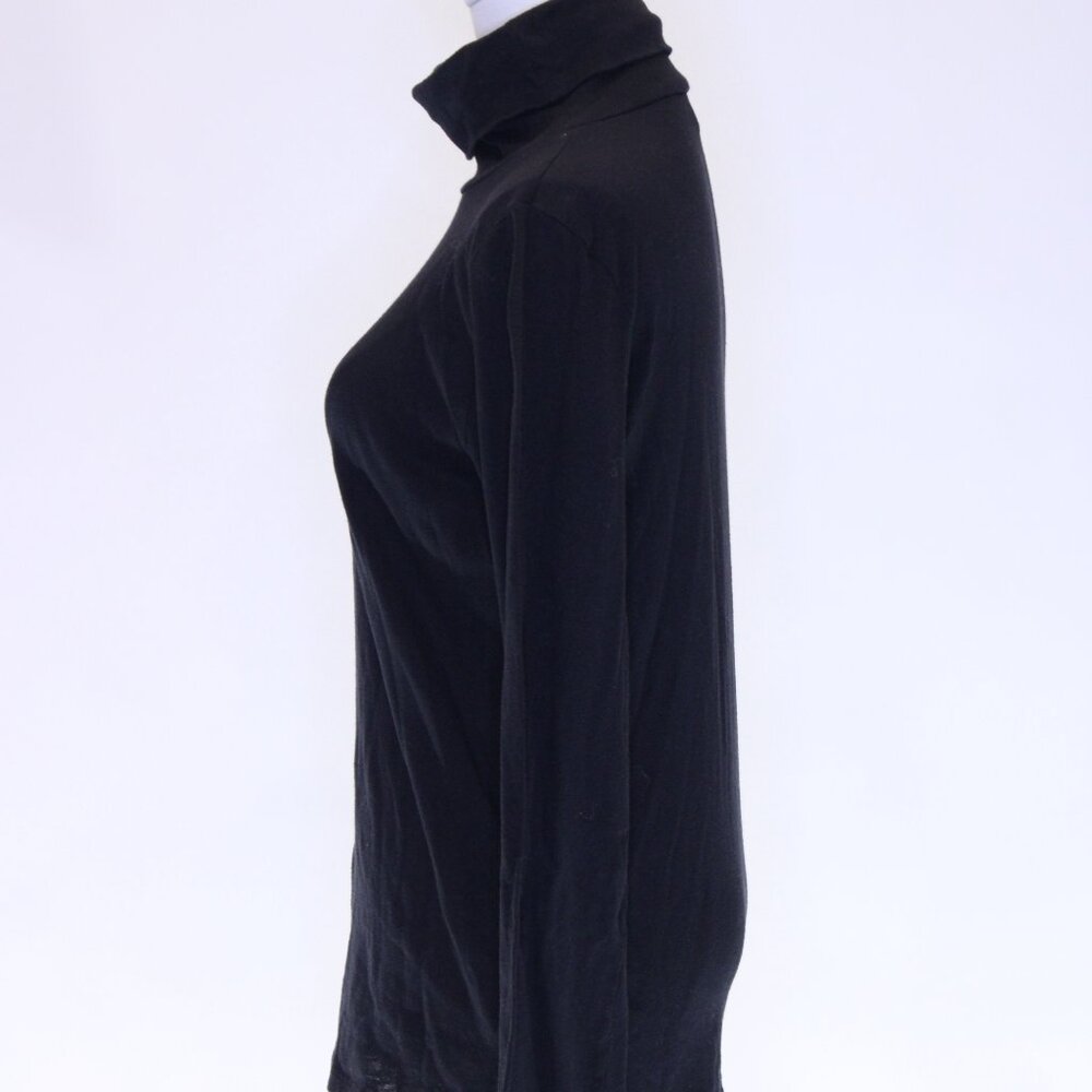 Majestic Filatures Cashmere Cotton Turtleneck in Black, Size 2 - Picture 2 of 8